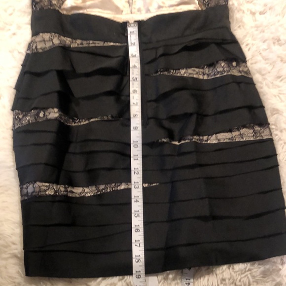 Stunning BEBE layered with satin and lace dress. Sexy Low deep V cut front. - Picture 11 of 13